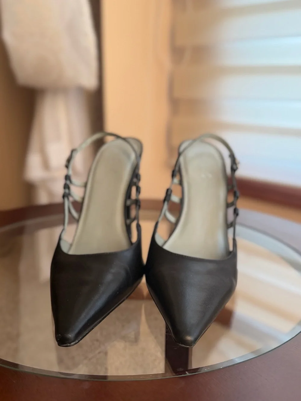 Black Strappy Pointed-Toe High Heels - Women